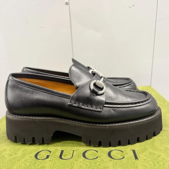 Gucci Black Leather Women's Chunky Loafers - Picture 4 of 11